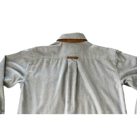 Orvis Fairbanks Shirt Mens Medium Button Up Houndstooth Blue Cream Soft Cotton - Picture 5 of 15